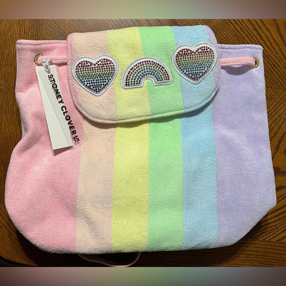 Stoney Clover Rainbow Terry Flap Backpack BNWT